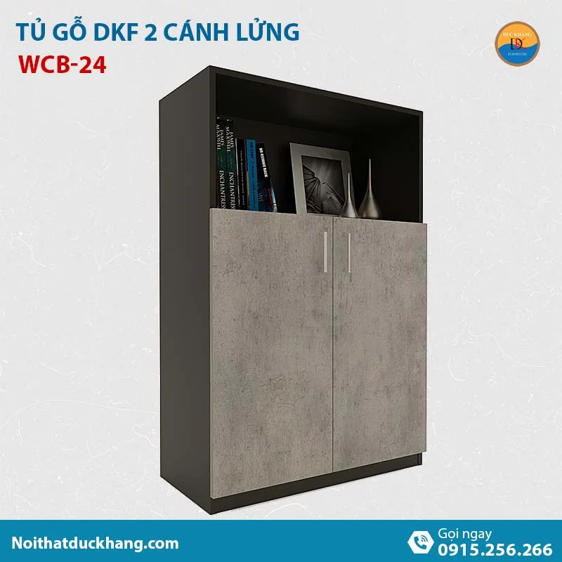 WCB-24 | Tủ tài liệu thấp DKF 2 cánh lửng mở, có kệ tủ hở phía trên