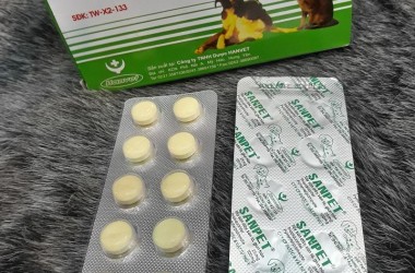 Thuốc tẩy giun Sanpet vỉ 10 viên- thuốc tẩy giun chó mèo hiệu quả